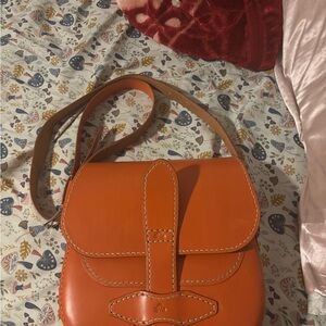 ITALIAN Orange REAL Leather Crossbody Bag